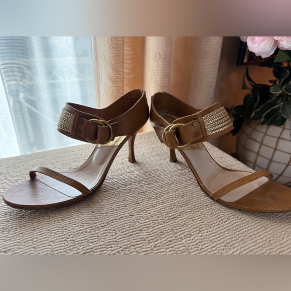 Authentic DIOR Camel Brown Leather High Heels Sandals ,size 37.5 - Picture 9 of 13